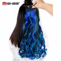 wignee in one piece synthetic hair extension for blackwhite women high temperature mixed color pinkbluegreen haitstyles wigs