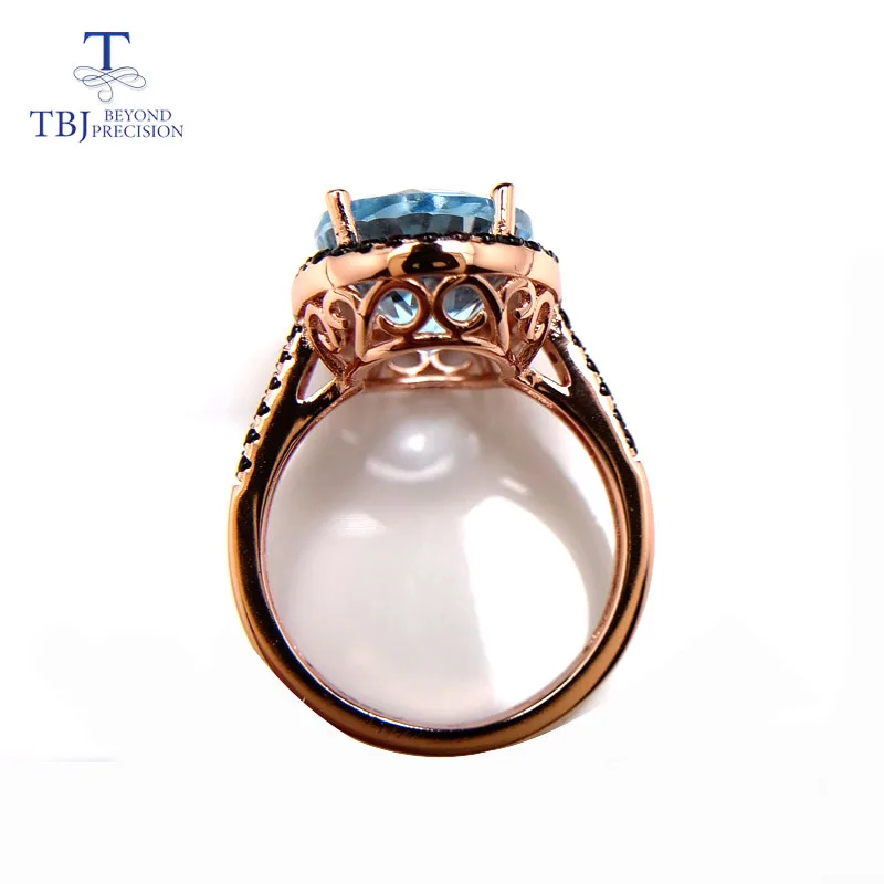 TBJ большой размер 5.5ct небесно голубой топаз Женское кольцо с драгоценным камнем