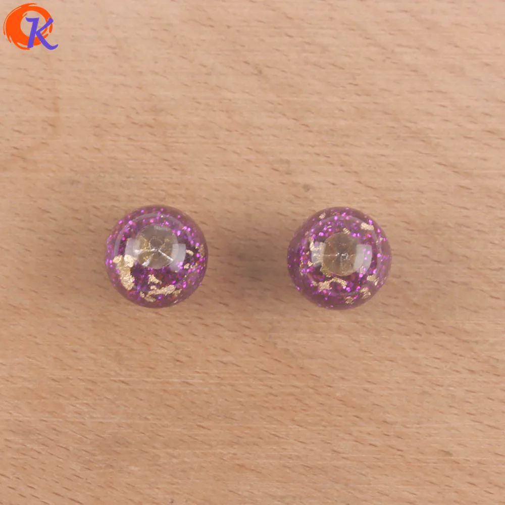 Purple Сердечный дизайн 12 мм 20 мм аксессуары для ювелирных изделий/бусины из смолы/стразы и порошок в бусинах/Сделай сам/ручная работа/серьги фурнитура - Цвет: Purple