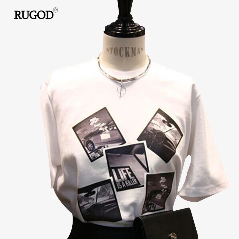 Новинка 2017 летняя футболка в повседневном стиле простая с круглым вырезом