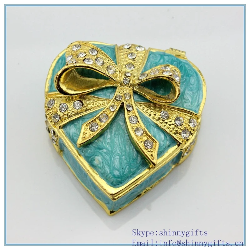 

Mini Heart Shape Colorful Trinket Box Metal Jewelry Box For Wedding Gifts