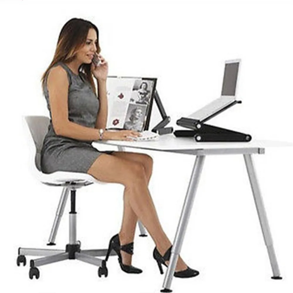 Portable Foldable Adjustable Laptop Desk Computer Table Stand Tray Notebook Lap PC Folding with Mouse fan | Мебель