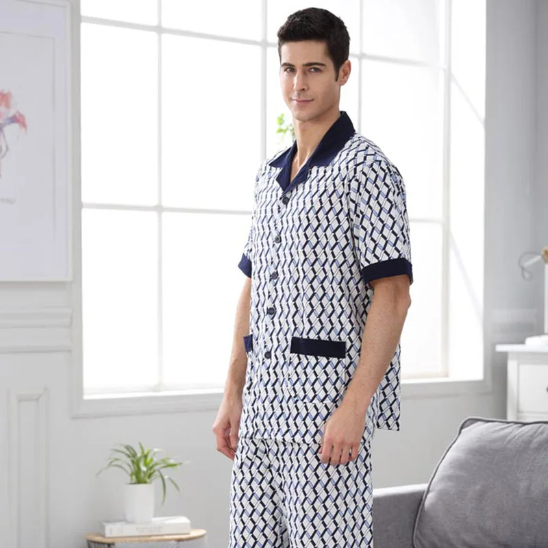 CherLemon новые мужские летние трикотажные Хлопковые пижамы короткий рукав