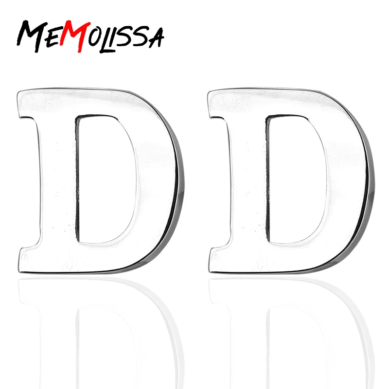 

MeMolissa Initial D Letter Cufflinks For Mens High Quality Silver Color Cuff Buttons Wedding Cuff links Men Gemelos Jewelry
