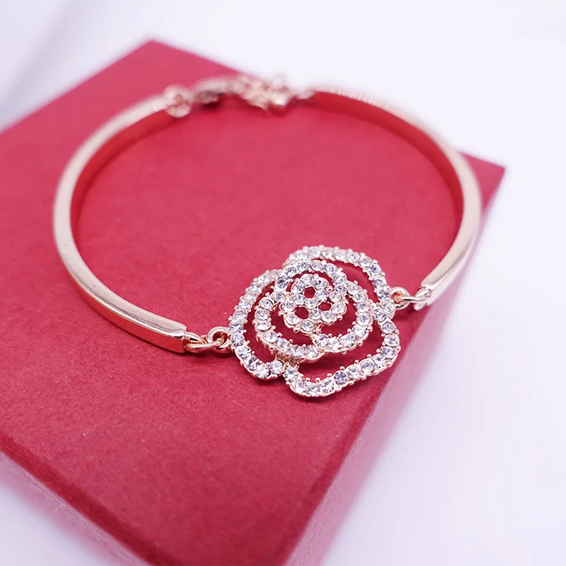 Женский бутиковый розовый цветочный браслет со стразами|crystal bracelets bangles|bangles for