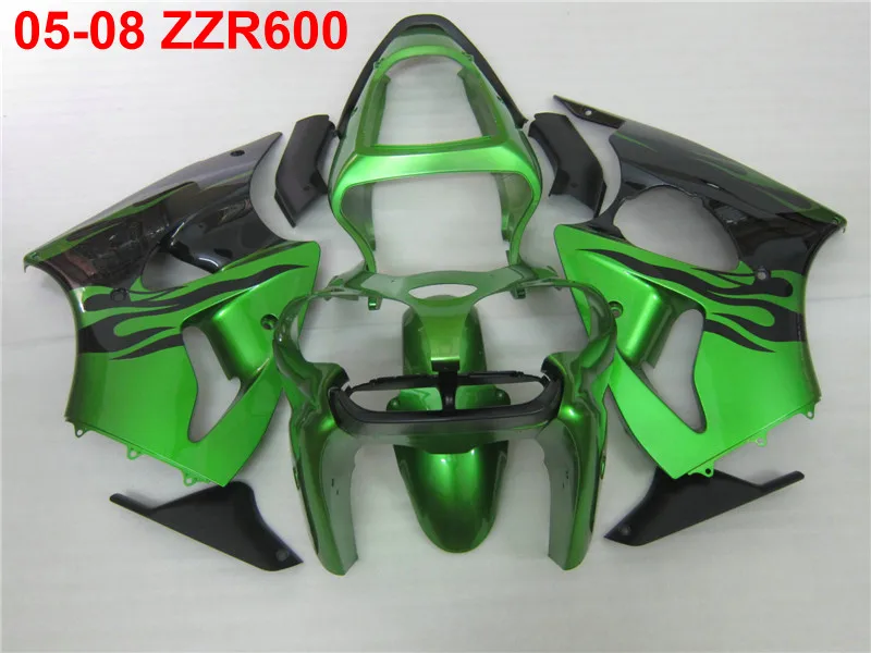 Литьевая форма обтекатель комплект для Kawasaki Ninja ZZR600 05 06 07 08 зелено черные