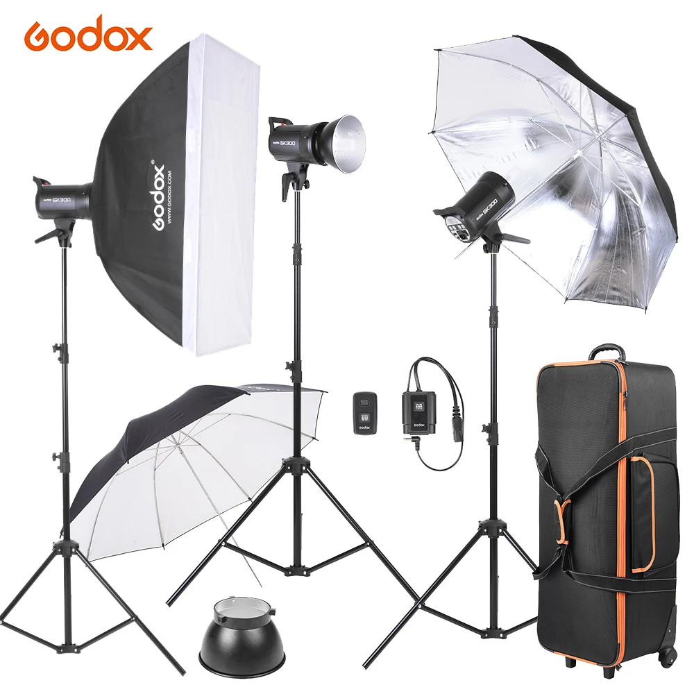Godox SK300 D 3*300WS фотостудия стробоскоп Вспышка Комплект w/осветительная подставка