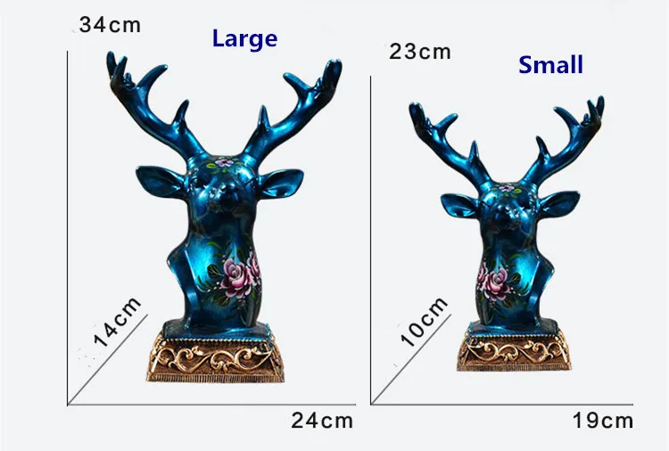 Синий серии Творческий Элегантный Ручная роспись Милу олень Лось голова фигурки