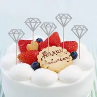 Wedding Cake Topper Decor Gold Glitter Diamond Cupcake Toppers Wedding Birthday Party Supplies LX6887
