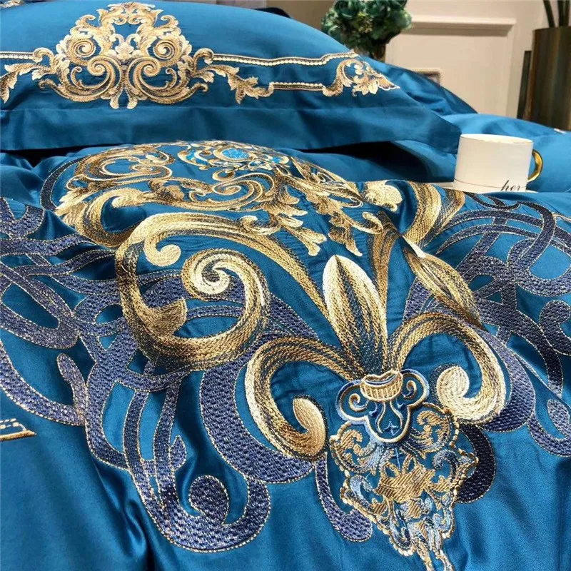 Новый Синий Зеленый Красный роскошный золотой Королевский вышивка Египетский