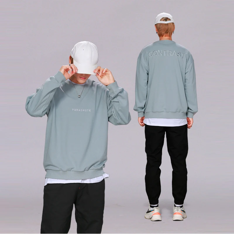 Мужской пуловер с надписью модная повседневная хлопковая толстовка черного