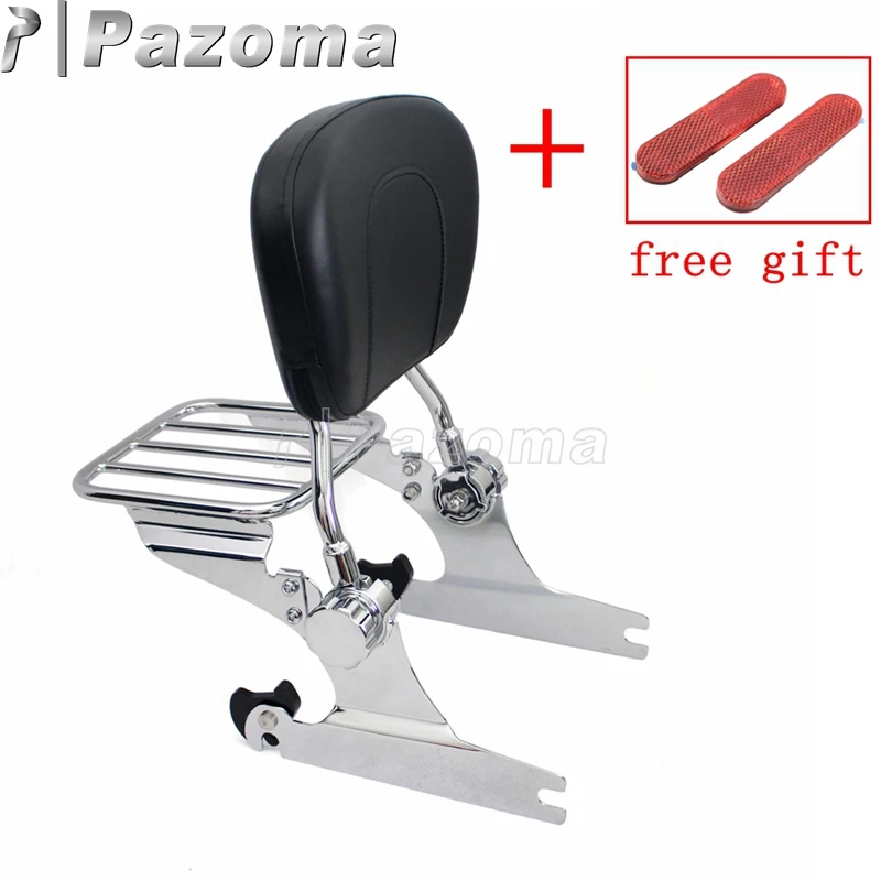 

Motorcycle Chrome Sissy Bar Adjustable Luggage Rack Passenger Backrest for Harley Softail Fat Bob 2000-later
