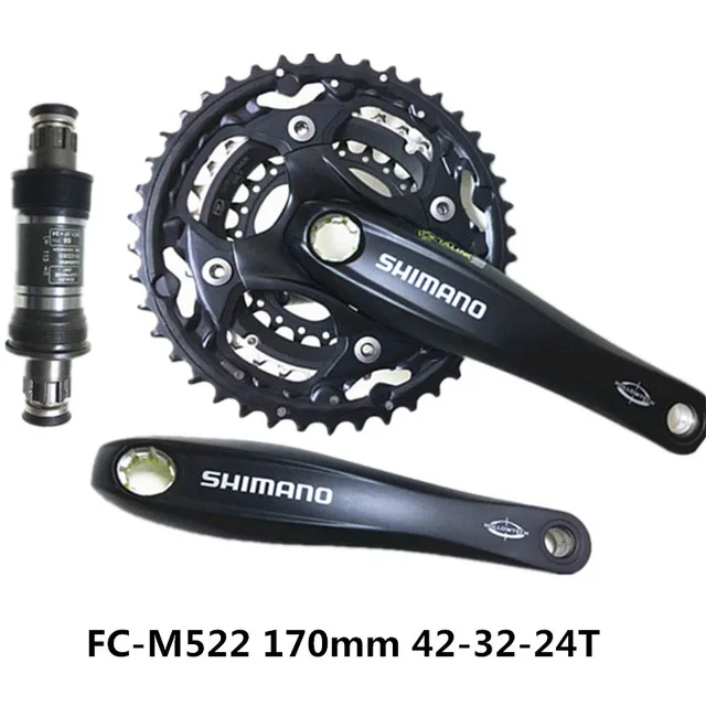 170mm 42T with BB SHIMANO FC-M522 Звездочка горный велосипед 10 S/30 Скорость сплайн полый Кривошип зубчатая пластина 170 мм 42-32-24т - Цвет: 170mm 42T with BB
