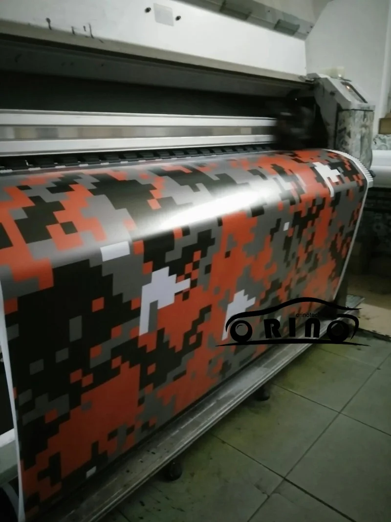 Цифровая оранжевая виниловая пленка пиксельный Камуфляжный стикер для