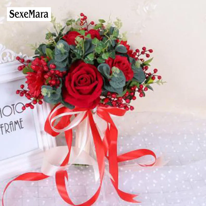 Женский свадебный букет SexeMara красный невесты с цветами Свадебный