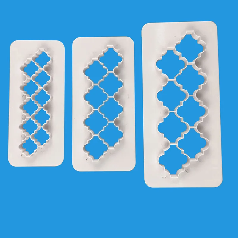 

3PCS Geometrical Shape Fondant Print Mold Biscuit Mold Cake Chocolate Mold Grid Shaped Plastic Printing Biscuits Cookies