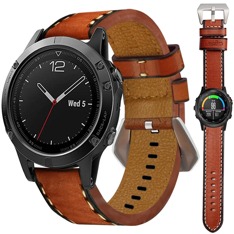 Ремешок из натуральной кожи для наручных часов Garmin Fenix 5 GPS 7 сентября|Ремешки
