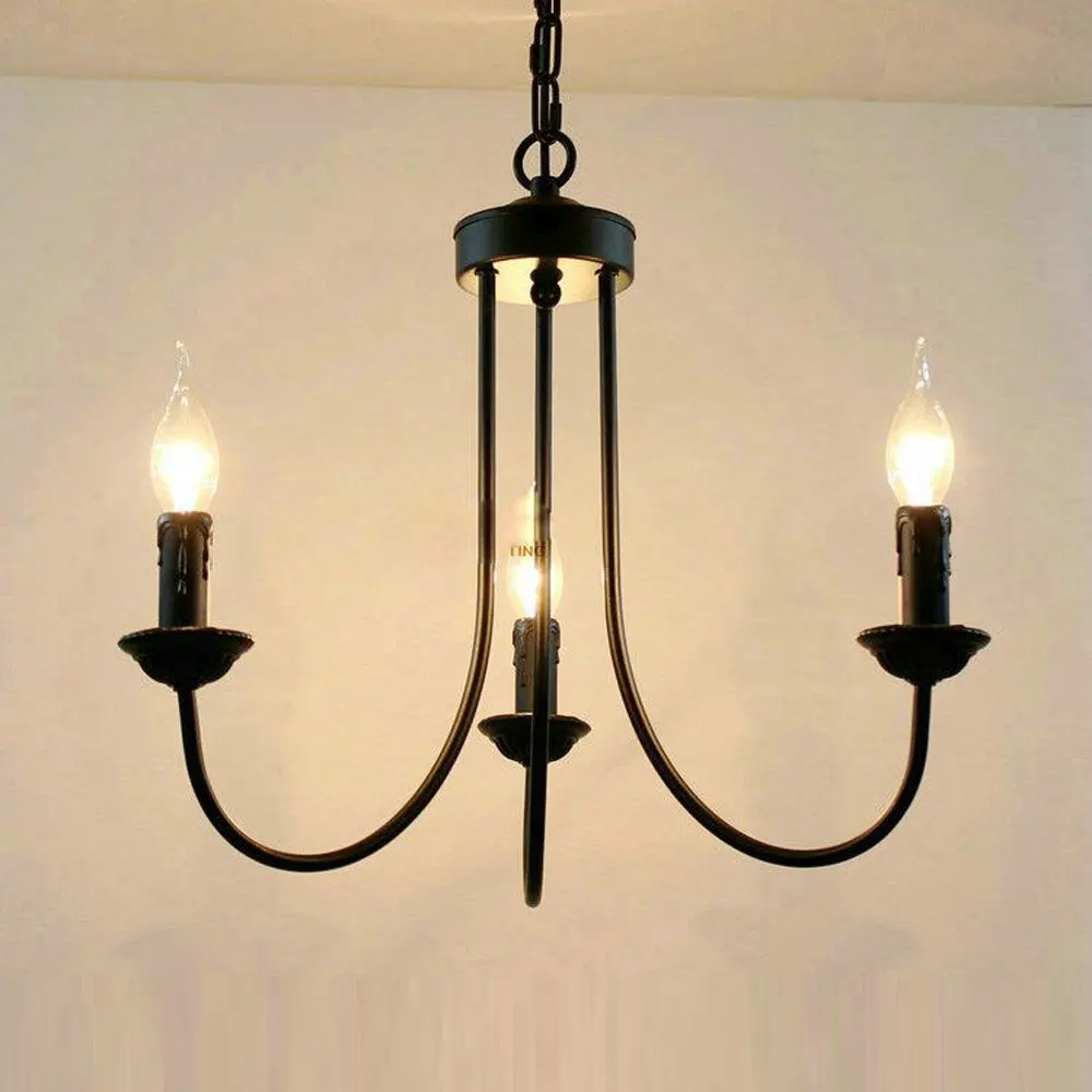 Средиземноморские черные окрашенные железные люстры для гостиной романтическая