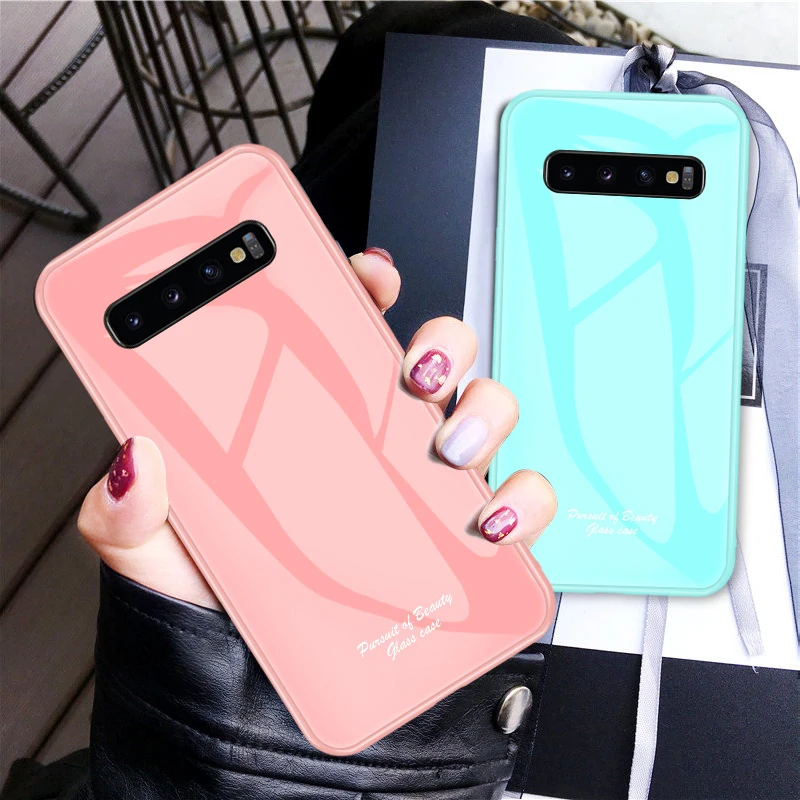 Чехол из закаленного стекла карамельного цвета для Samsung Galaxy S9 S10 Plus S10E Lite Note 8 9 5G