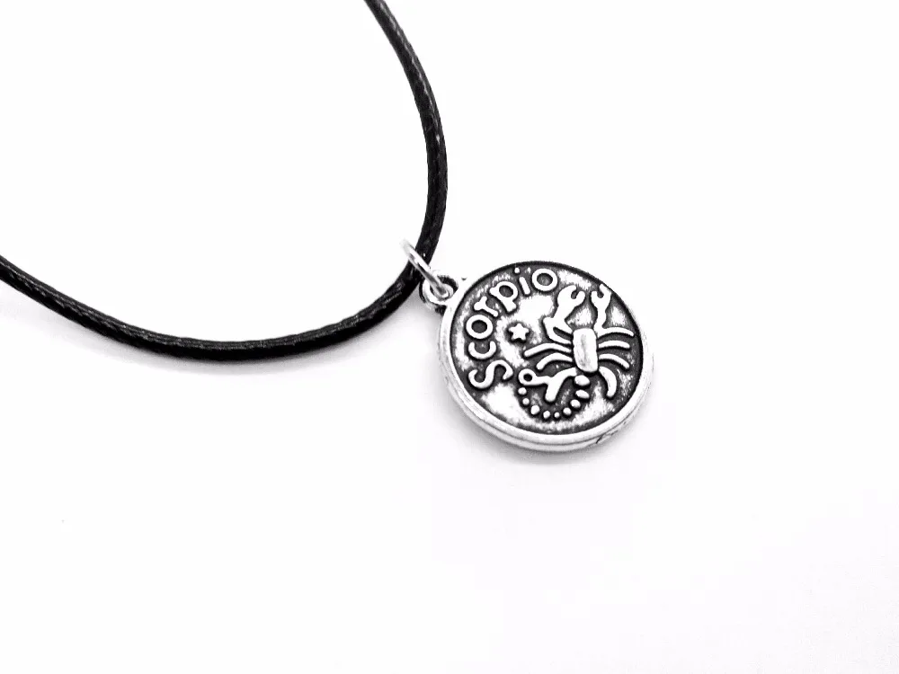 30PCS Zodiac Scorpio Necklace Signs 12 Constellation Rope Horoscope Disc Passionate Scorpion Pendant Leather Necklaces - купить по