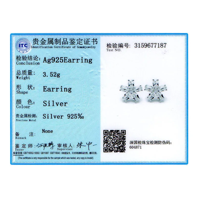 925 Silver Flower Stud Earrings Crystal From Swarovski Shining Ear Accessoires For Women Lovely Fine Jewlery Anniversary Party | Украшения