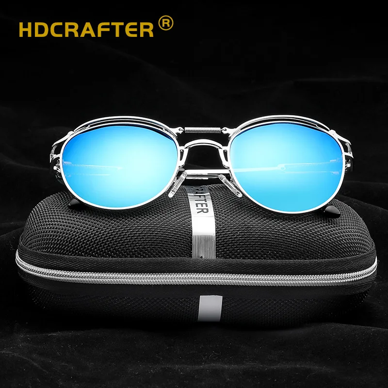 Мужские и женские солнцезащитные очки HDCRAFTER круглые поляризационные в оправе из