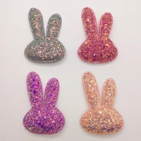 5pcslot 6 2x4 2cm shiny rabbit head padded applique crafts for scrapbooking girls hair accessories bows