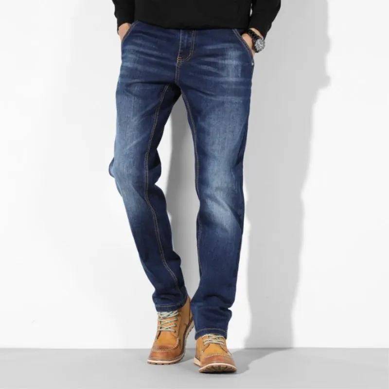 Plus Size 44 46 48 Jeans New Tide Loose Mens Men's Baggy straight jeans Comfortable Cotton Men Trousers Leisure Bottoms | Мужская
