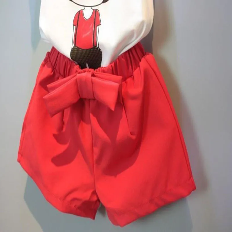 2018 Летний стиль комплект детской одежды для маленьких девочек мультфильм