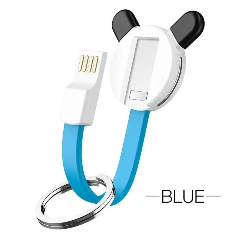 Lightning Брелок Зарядное устройство магнитный портативный зарядный кабель Lightning Micro usb type C 3 в 1 мульти короткие маленькие Быстрая зарядка Co - Название цвета: Синий