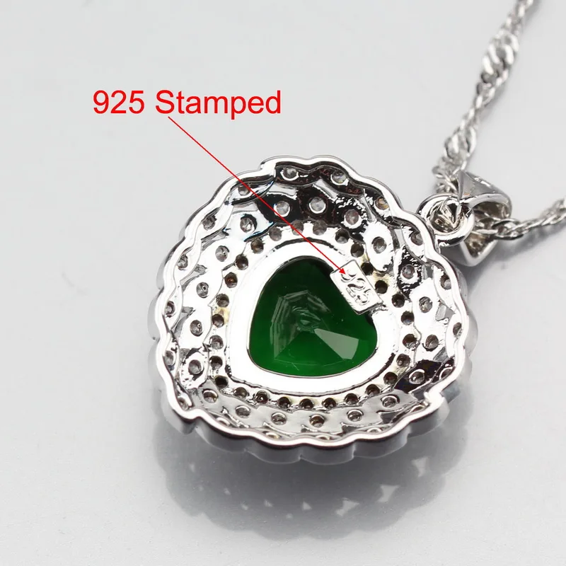 2017 New Style Heart Green Zircon Earrings Necklace Pendant Ring Silver 925 Jewelry Sets Fashion Party For Women T287 | Украшения и