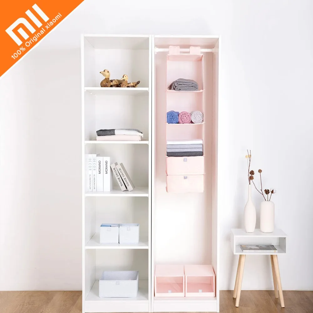 Оригинальная Xiaomi Mi, домашняя подвесная сумка для хранения, складная, 5 слоев, натуральная, домашняя, для шкафа, органайзер, коробка для одежды, одеяло