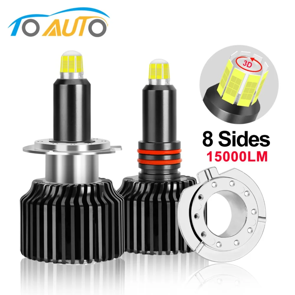 

2Pcs H1 H7 Led Canbus H8 H11 HB3 9005 HB4 9006 Led Headlights Bulbs Turbo LED Error Free 8 Sides 18000LM Car Light Auto Lamp 12V
