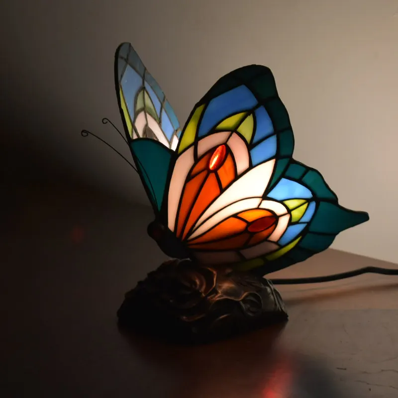 Tiffany Style Night Light Small Mini Stained Glass Dale Lamps Butterfly Desk Table Lamp Antique Unique On Sale | Освещение