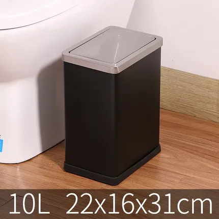 Black 10L Мусорная корзина из нержавеющей стали, 10 литров/2,6 галлонов, мусорная корзина для дома, ванной, кухни, отеля - Цвет: Black 10L