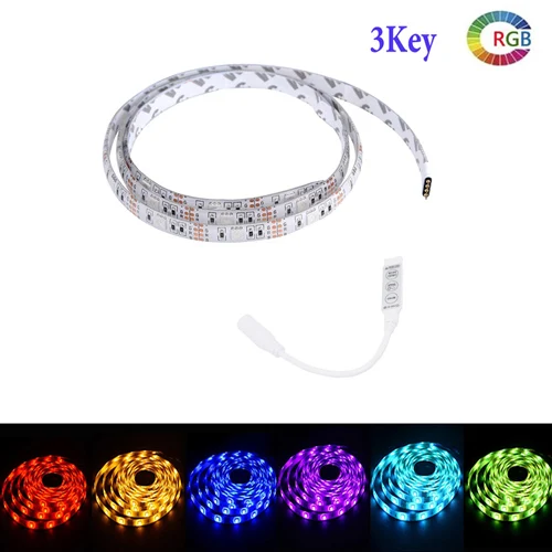 ТВ светильник 2 м DC12V 5050 RGB полноцветная Гибкая Водонепроницаемая подсветка светодиодная лента смещение wifi Лента ИК пульт дистанционного управления без адаптера - Испускаемый цвет: 3Key Set