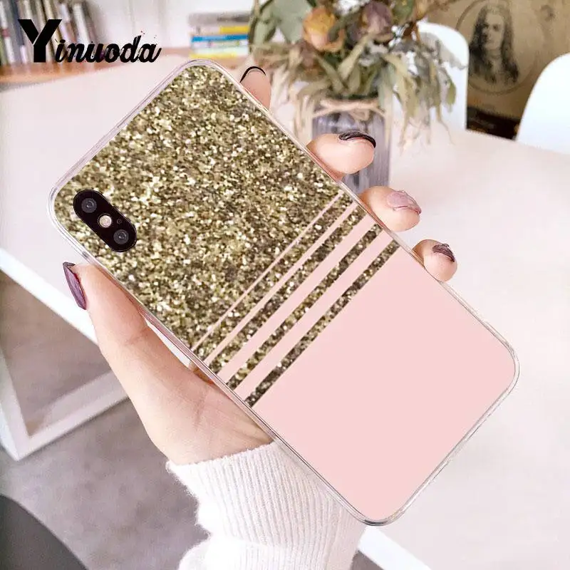 Yinuoda чехол для iPhone 7 девчачий розовый Золотой синий Снежный Прозрачный чехол для телефона iPhone 8 7 6 6S Plus X 10 5 5S SE XR XS XSMAX