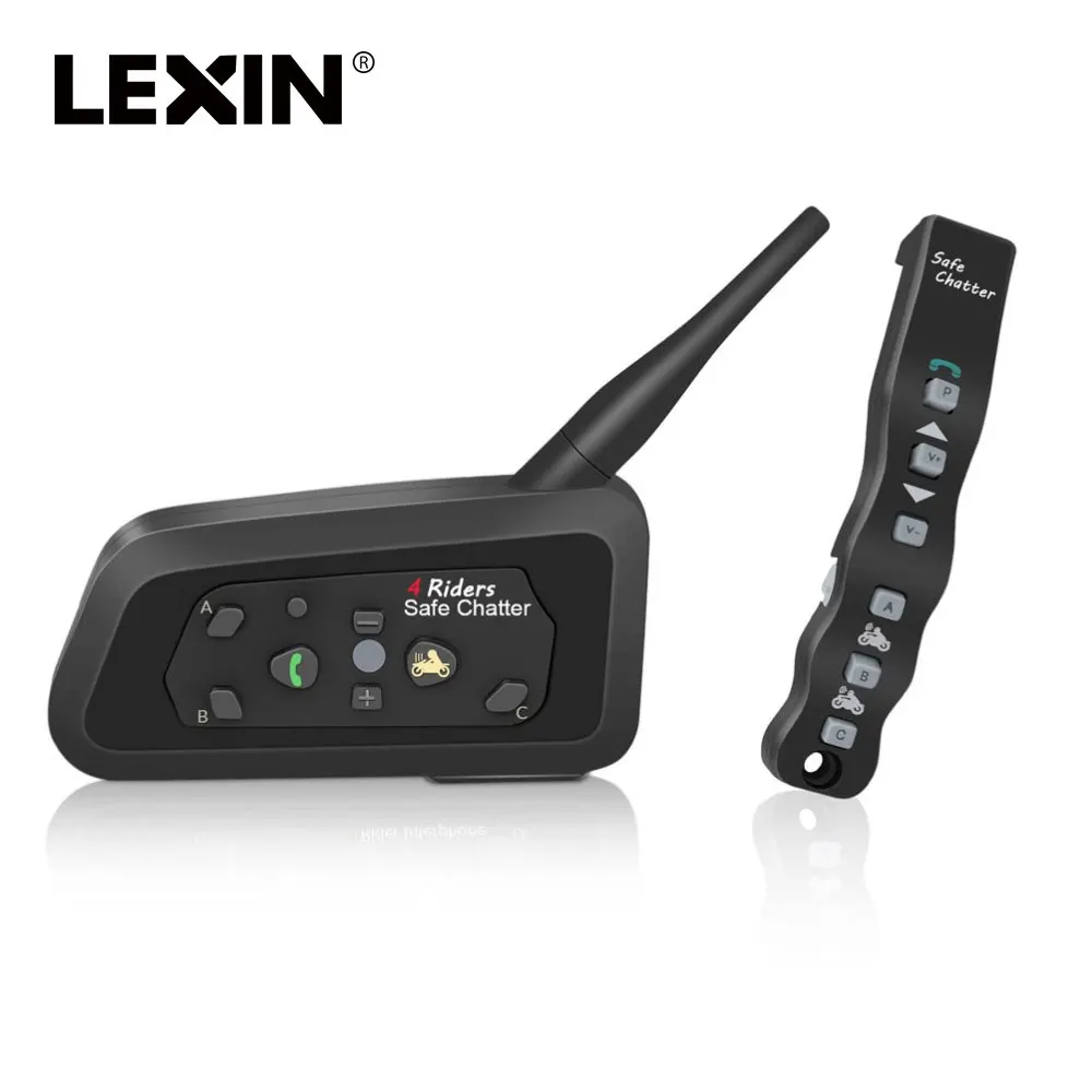 1 шт Lexin A4 BT Interphone с пультом дистанционного управления для 4 гонщиков Bluetooth moto rcycle Intercom 1000 м Intercomunicador moto