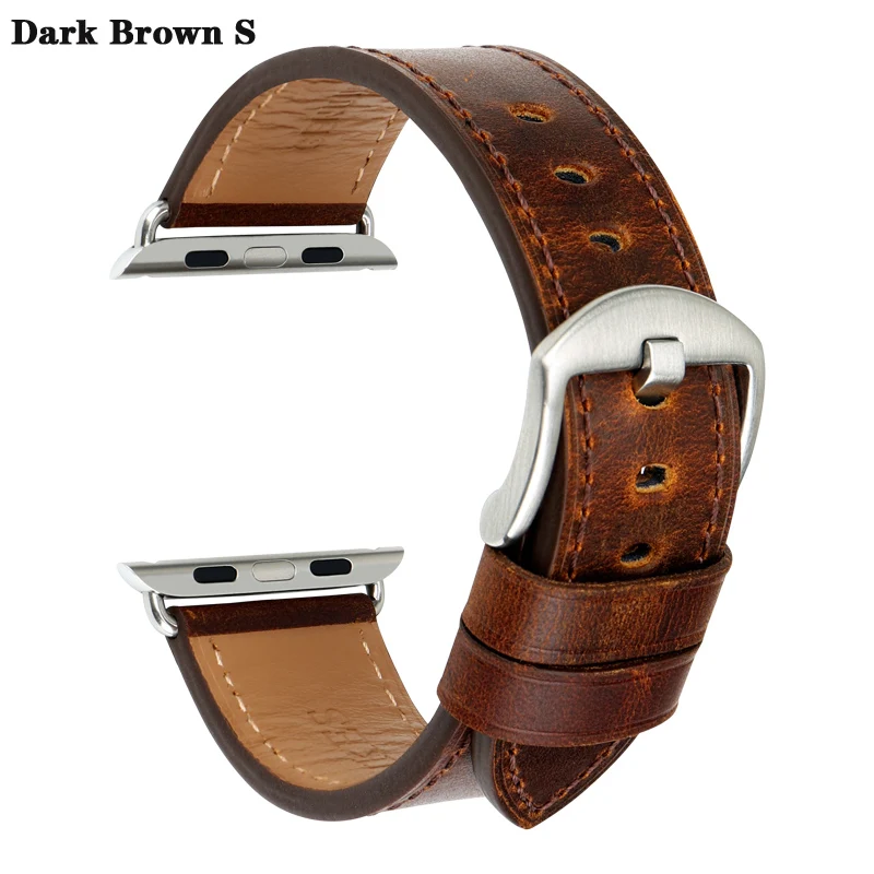 Dark Brown S Аксессуары для часов MAIKES из натуральной кожи темно-коричневый ремешок iwatch 44 мм 40 мм для Apple Watch 42 мм 38 мм серии 4-1 браслеты - Цвет ремешка: Dark Brown S