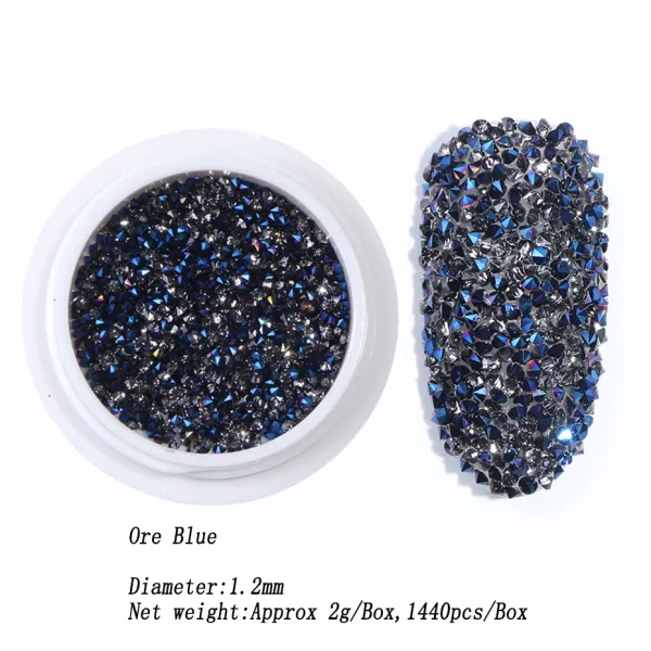 Ore Blue 1,2 мм украшения для дизайна ногтей, циркониевые бриллианты, розовое золото, хрустальные стразы для украшения для маникюра, декоративный блестящий камень для ногтей LE757 - Цвет: Ore Blue