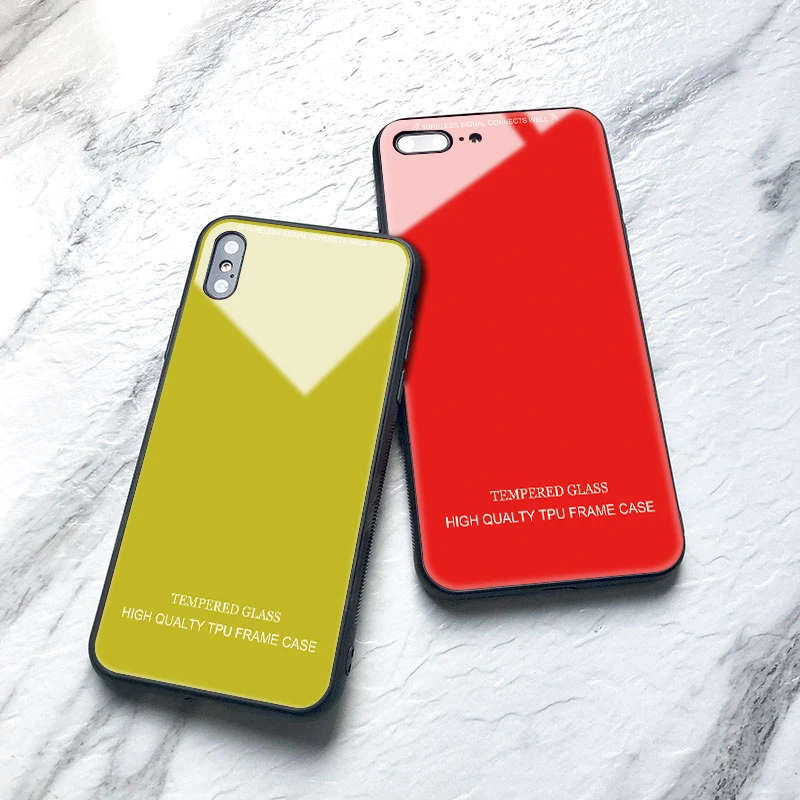 Роскошный закаленное стекло чехол для телефона s iPhone 8 7 6 6S Plus 5 5S X XS MAX XR Модный samsung