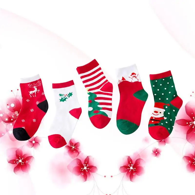 5 пар рождественские носки детские мультфильм среднего Термальность Винтер