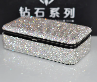 Silver Полная Хрустальная бижутерия для декорирования коробок для украшений коробочка для украшений, сережек коробка для хранения ювелирных изделий и колец Свадебные подарки украшения гостиной - Цвет: Silver