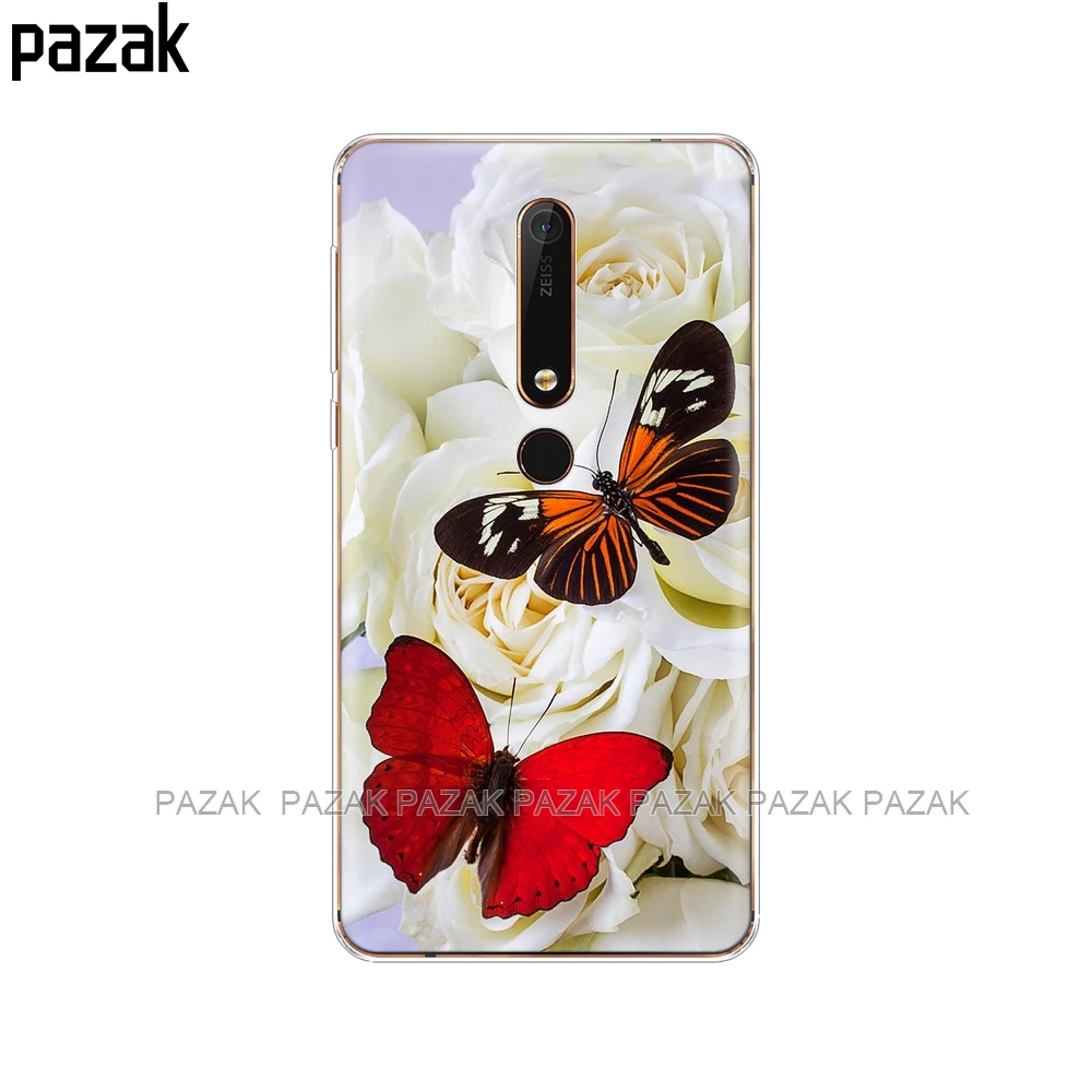 Силиконовый чехол для Nokia 2 5 3 6 7 8 9 2017 nokia 2018 1 плюс x5 x6 Мягкий ТПУ бабочка цветок
