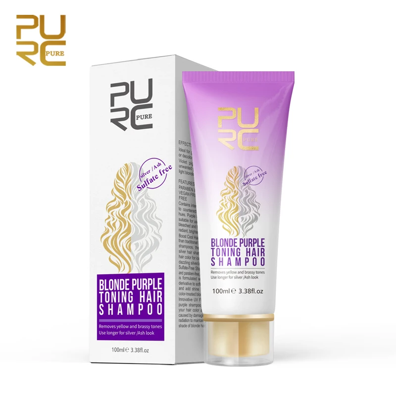

PURC Blonde Purple Hair Shampoo Removes Yellow and Brassy Tones for Silver Ash Look Purple Hair Shampoo Professional Hair Care