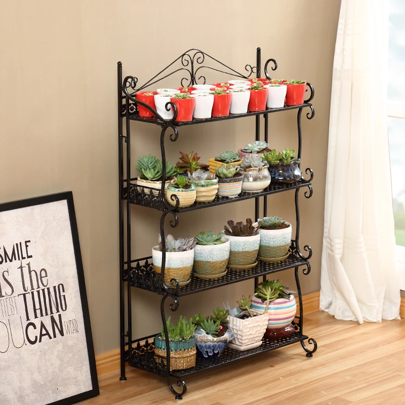 

Wrought iron multi-layer railings floor stand balcony bonsai plant stand rack