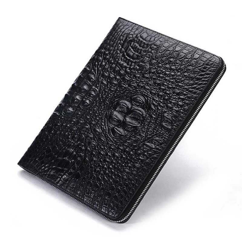 

Сумка-конверт мужская из натуральной кожи, деловой клатч для iPad, кошелек большой вместимости с крокодиловым узором