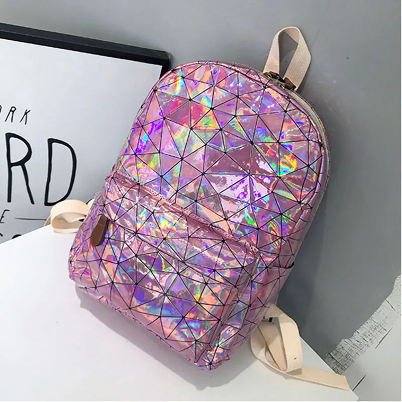 Новая лазерная сумка женская Корейская версия Harajuku Ulzzang старшеклассники простые рюкзаки кампус универсальная Студенческая сумка для книг девушка - Цвет: pink