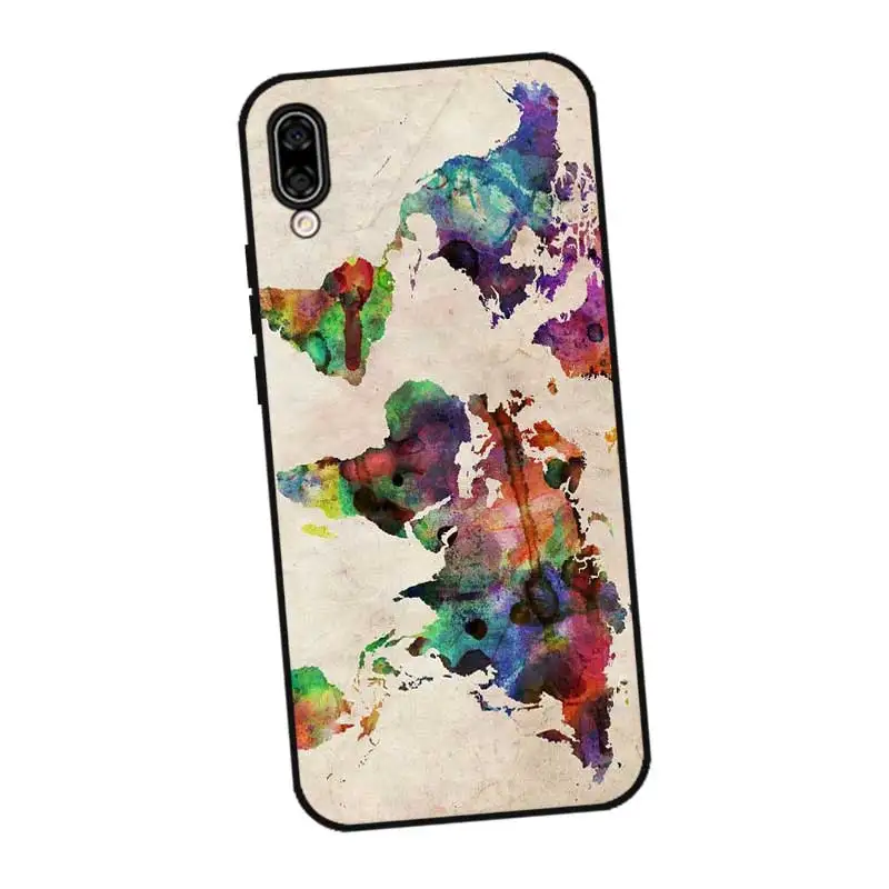 N474 карта мира Черный силиконовый чехол для huawei Honor 6A 6C 6X 7C 7X8 Lite Pro |