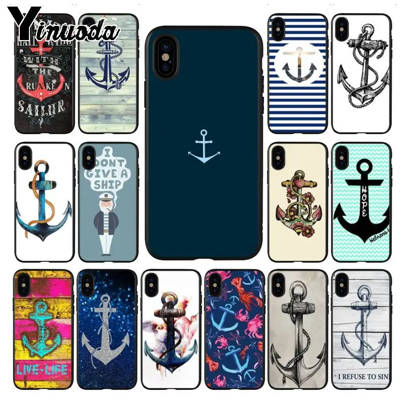 Yinuoda морской тату синяя лодка якорь искусство фото мягкий чехол для телефона iphone X